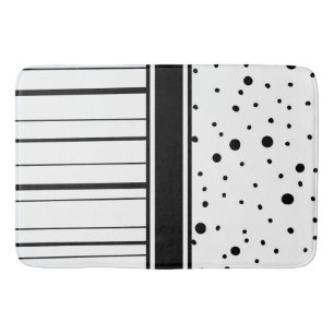 Svartvit Polka dots och Rand Badrumsmatta