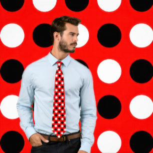Svartvit Polka dots på Red Tie Slips