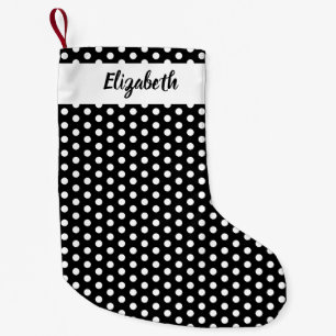 Svartvit Polka dots Personlig, Anpassningsbar Liten Julstrumpa