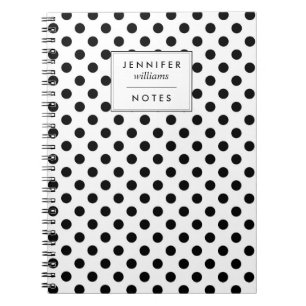 Svartvit Polka dots Personlig Anteckningsbok