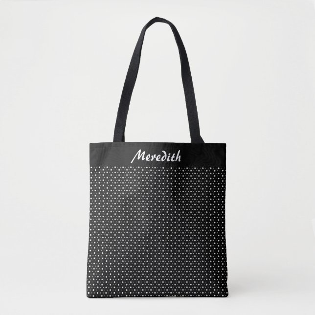 Svartvit Polka dots Personlig Tote Bag Tygkasse (Framsida)