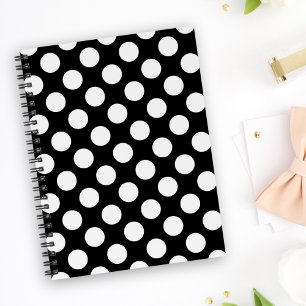 Svartvit Polka dots, Polka Dot Mönster Anteckningsbok
