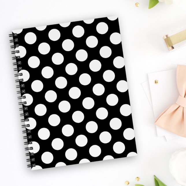 Svartvit Polka dots, Polka Dot Mönster Anteckningsbok (Skapare uppladdad)