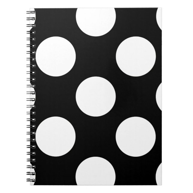 Svartvit Polka dots, Polka Dot Mönster Anteckningsbok Med Spiral (Framsidan)
