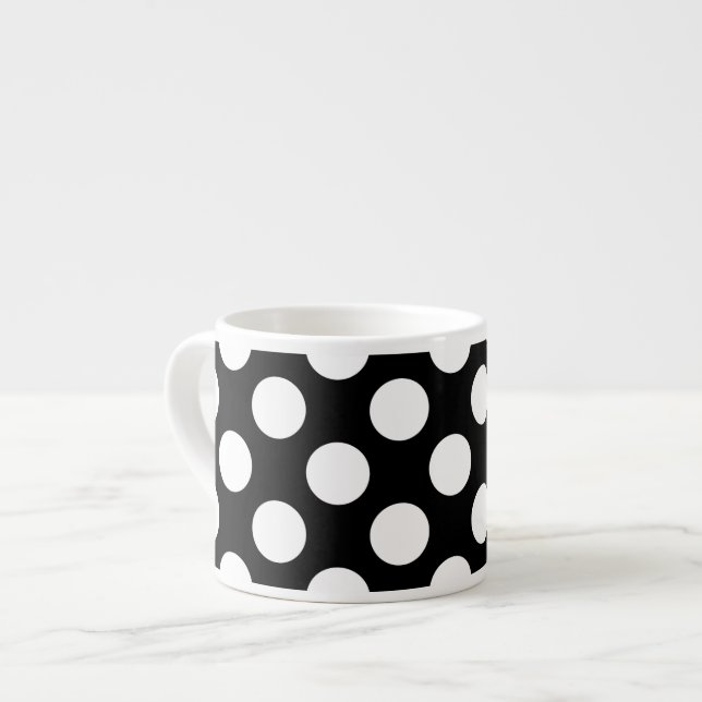 Svartvit Polka dots, Polka Dot Mönster Espressomugg (Framsida vänster)