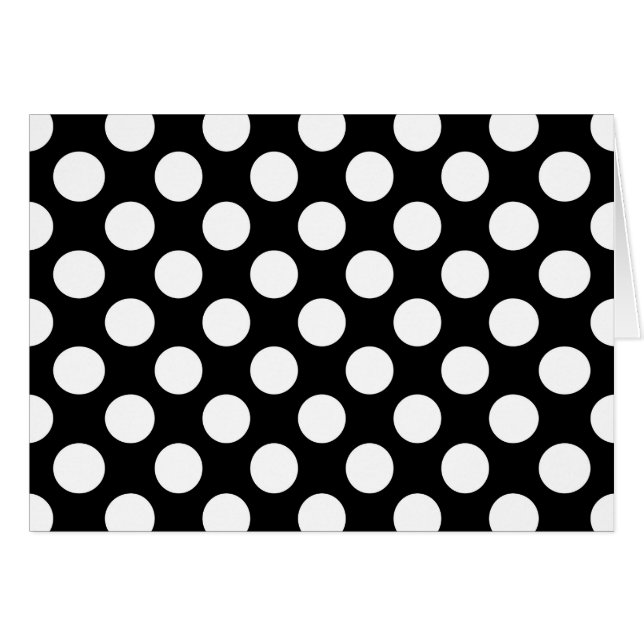 Svartvit Polka dots, Polka Dot Mönster Hälsningskort (Framsidan Horizontal)
