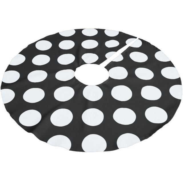 Svartvit Polka dots, Polka Dot Mönster Julgransmatta Borstad Polyester (Vinklad)