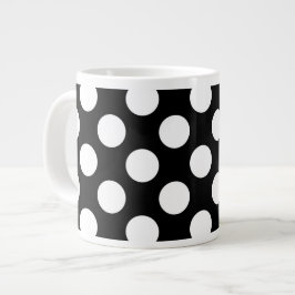 Svartvit Polka dots, Polka Dot Mönster Jumbo Mugg