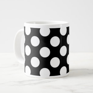 Svartvit Polka dots, Polka Dot Mönster Jumbo Mugg