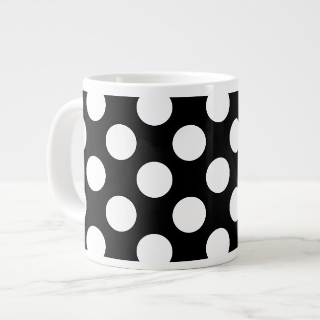 Svartvit Polka dots, Polka Dot Mönster Jumbo Mugg (Framsida vänster)