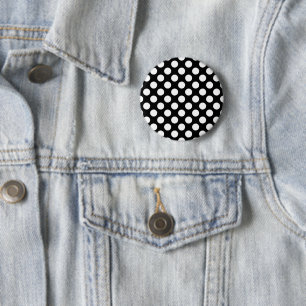 Svartvit Polka dots, Polka Dot Mönster Knapp