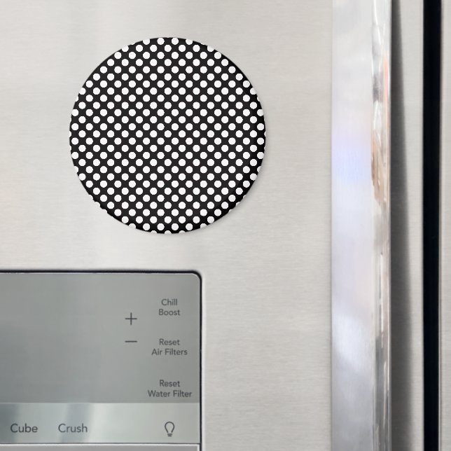 Svartvit Polka dots, Polka Dot Mönster Magnet (In Situ (Fridge))