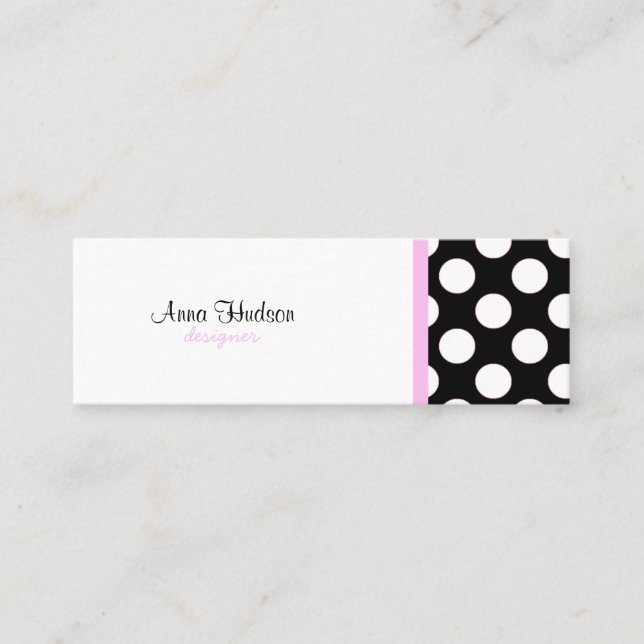 Svartvit Polka dots, Polka Dot Mönster Mini Visitkort (Framsida)