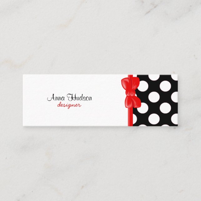 Svartvit Polka dots, Polka Dot Mönster Mini Visitkort (Framsida)