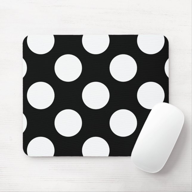 Svartvit Polka dots, Polka Dot Mönster Musmatta (Med mus)