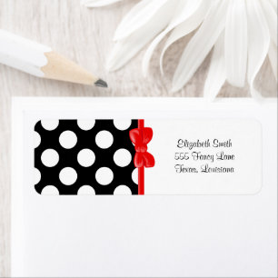 Svartvit Polka dots, Polka Dot Mönster Returadress Etikett
