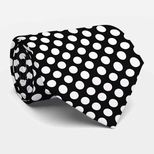 Svartvit Polka dots, Polka Dot Mönster Slips (Rullad)