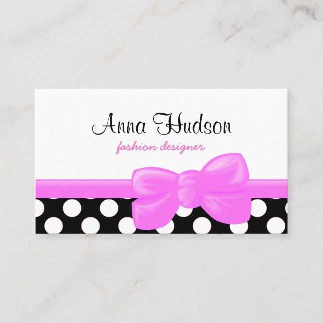 Svartvit Polka dots, Polka Dot Mönster Visitkort (Framsida)