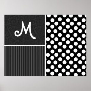 Svartvit Polka dots Poster