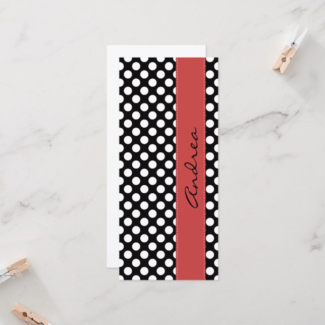 Svartvit Polka dots, prickad, ditt namn (Fram/Back In Situ)