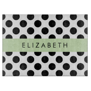 Svartvit Polka dots, prickad, ditt namn