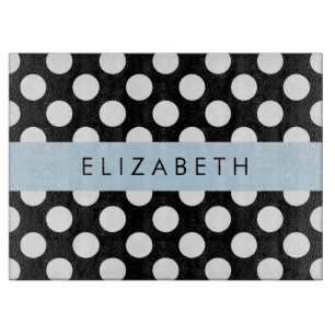 Svartvit Polka dots, prickad, ditt namn