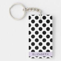 Svartvit Polka dots, prickad, ditt namn