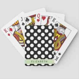 Svartvit Polka dots, prickad, ditt namn Casinokort