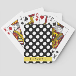 Svartvit Polka dots, prickad, ditt namn Casinokort