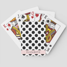 Svartvit Polka dots, prickad, ditt namn Casinokort