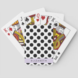 Svartvit Polka dots, prickad, ditt namn Casinokort