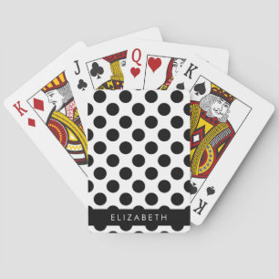 Svartvit Polka dots, prickad, ditt namn Casinokort