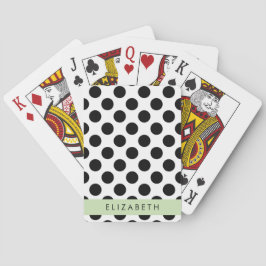 Svartvit Polka dots, prickad, ditt namn Casinokort