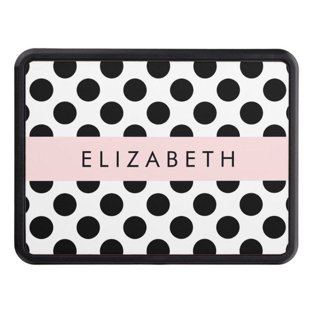 Svartvit Polka dots, prickad, ditt namn Dragkroksskydd (Framsidan)