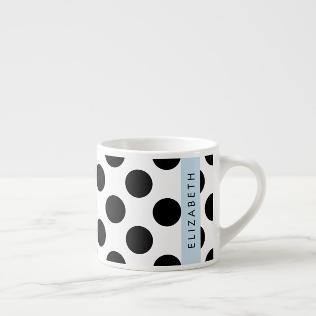 Svartvit Polka dots, prickad, ditt namn Espressomugg (Höger)