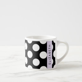Svartvit Polka dots, prickad, ditt namn Espressomugg