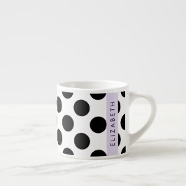 Svartvit Polka dots, prickad, ditt namn Espressomugg
