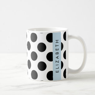 Svartvit Polka dots, prickad, ditt namn Kaffemugg