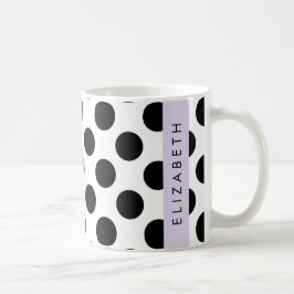 Svartvit Polka dots, prickad, ditt namn Kaffemugg