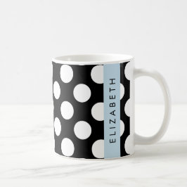 Svartvit Polka dots, prickad, ditt namn Kaffemugg