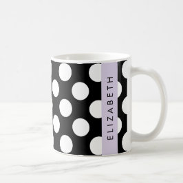 Svartvit Polka dots, prickad, ditt namn Kaffemugg