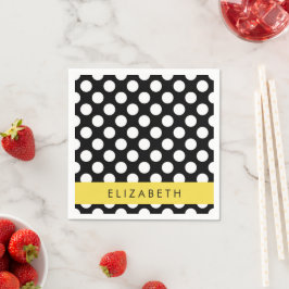 Svartvit Polka dots, prickad, ditt namn Pappersservett