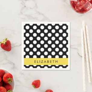 Svartvit Polka dots, prickad, ditt namn Pappersservett