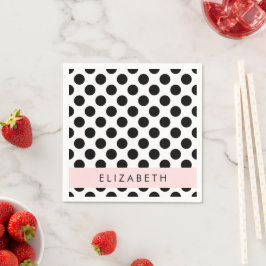 Svartvit Polka dots, prickad, ditt namn Pappersservett