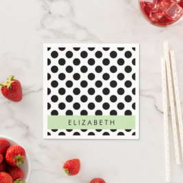 Svartvit Polka dots, prickad, ditt namn Pappersservett