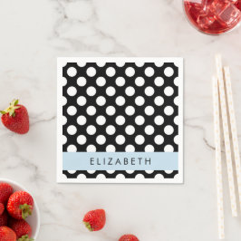 Svartvit Polka dots, prickad, ditt namn Pappersservett