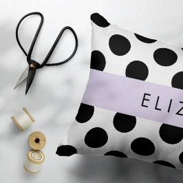 Svartvit Polka dots, prickad, ditt namn Prydnadskudde