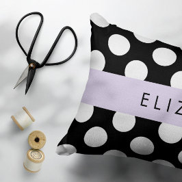 Svartvit Polka dots, prickad, ditt namn Prydnadskudde