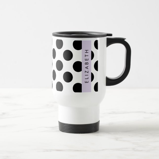 Svartvit Polka dots, prickad, ditt namn Resemugg (Höger)