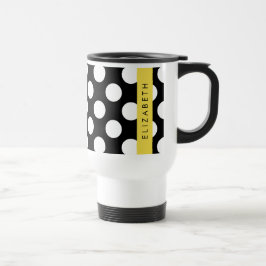 Svartvit Polka dots, prickad, ditt namn Resemugg